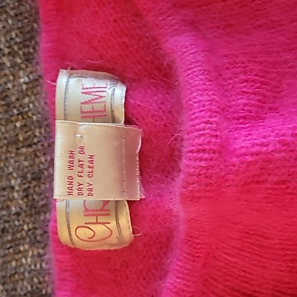 Vintage Hot Pink Chryantheme Lambswool Angora Sweater Sm - Picture 6 of 6